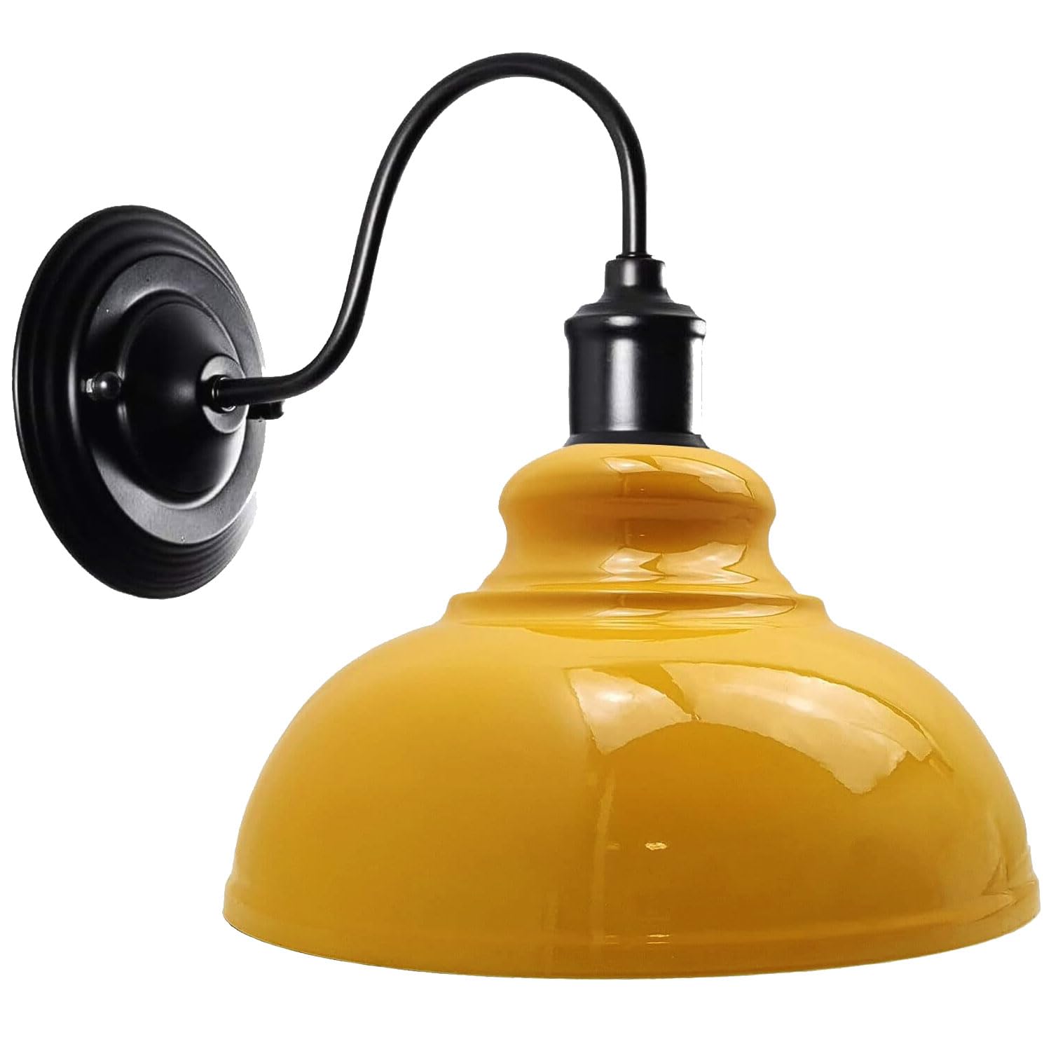 DC VOLTAGE Industrial Vintage Swan Neck Wall Sconce 29cm Metal Yellow Curvy Shade, Rustic LED E27 Base Wall Mounted Light Fixture for Living Room Bedroom Restaurant Cafe — image 1