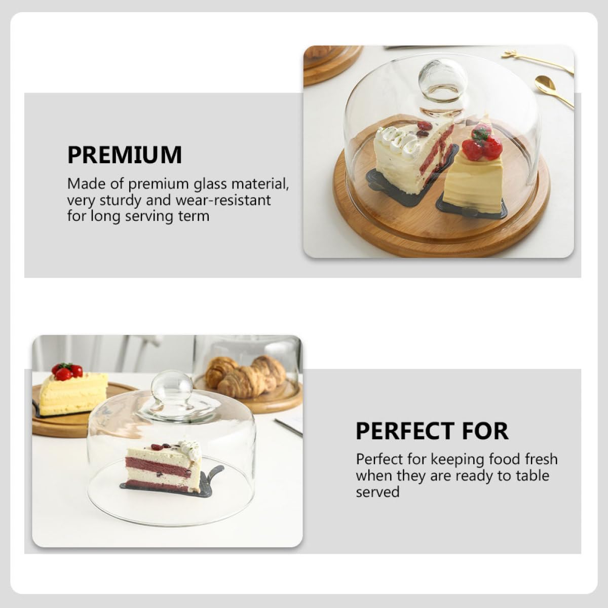 Transparente Staubschutz Lebensmittelabdeckung Kuchen Glas für mit Stabilem Design und Desserts für Snacks und Süßwaren im