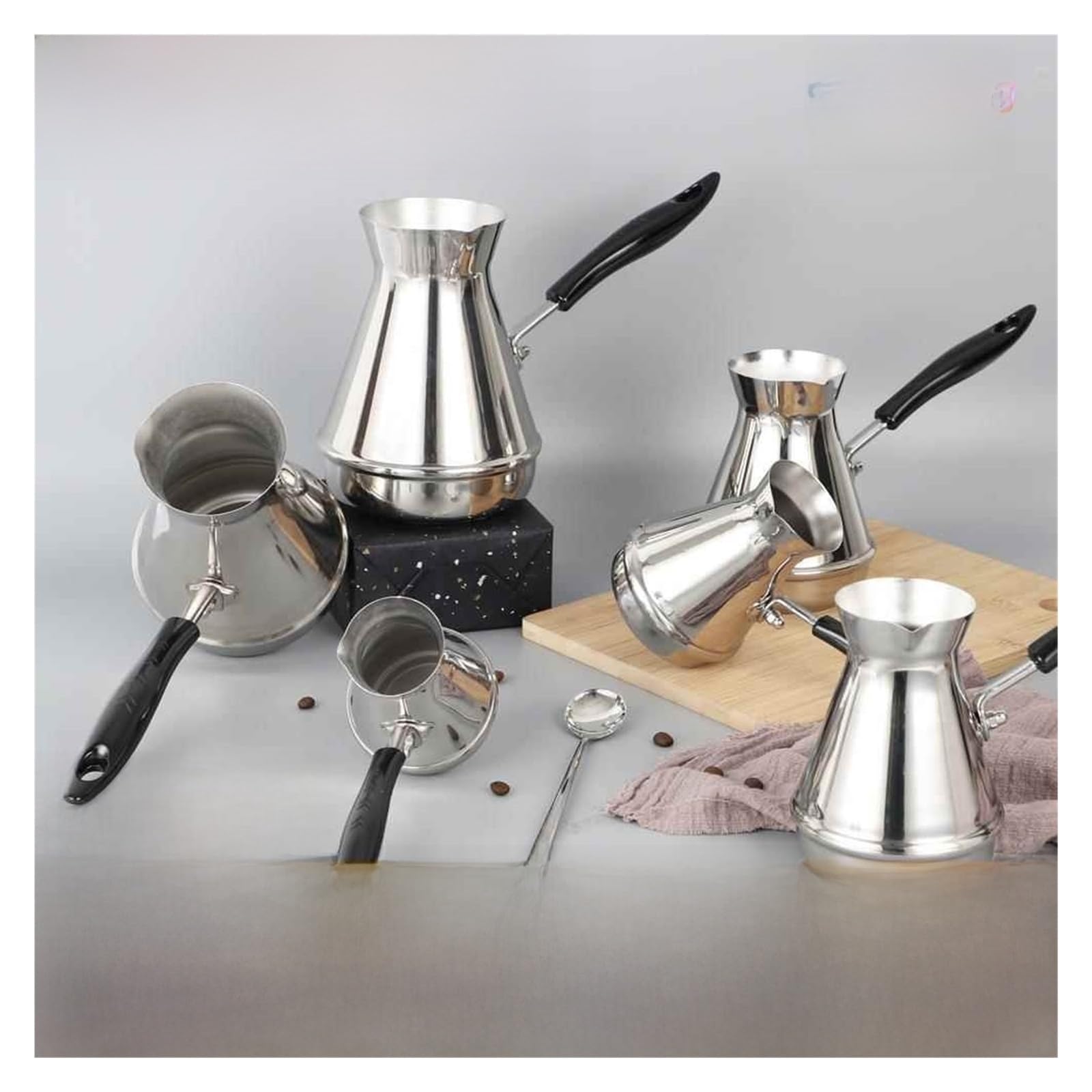 Generico Strumenti for la produzione di montalatte for caffettiera in acciaio inossidabile con manico lungo(650ml)