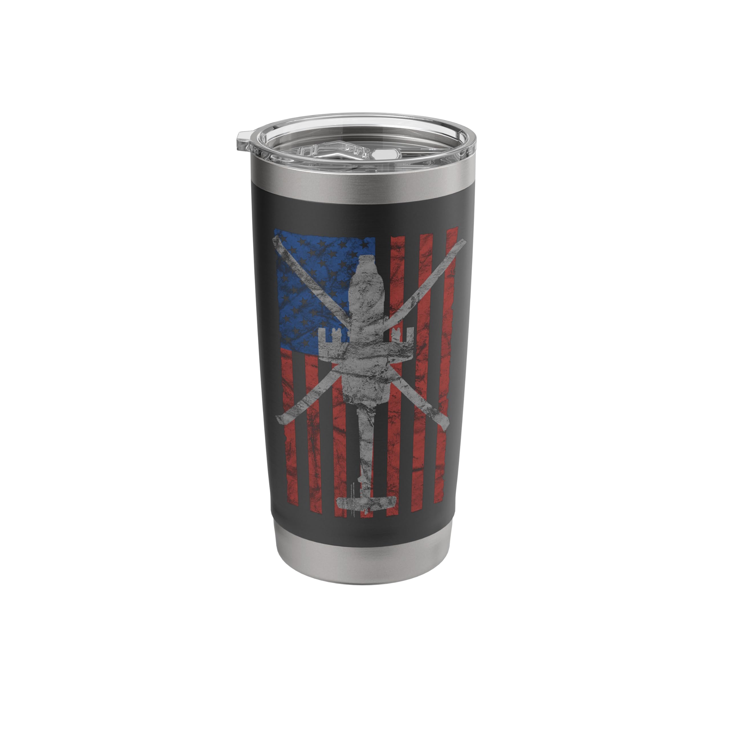 AH64 Apache Attack Helicopter American Flag Pilot Travel Mug Stainless Steel Insulated Tumbler