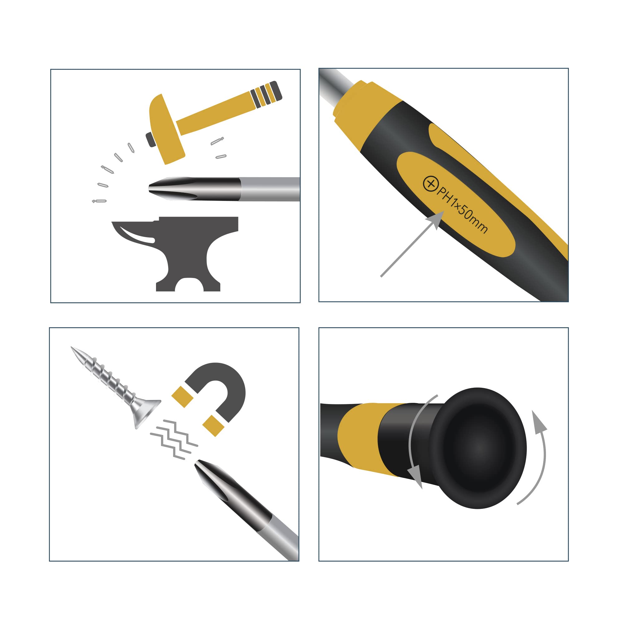 Cacciavite Multiuso 7 In 1 - Punta Magnetica 1/4", Lega Titanio, Per Riparazioni Domestiche, Compatto - Foto 3