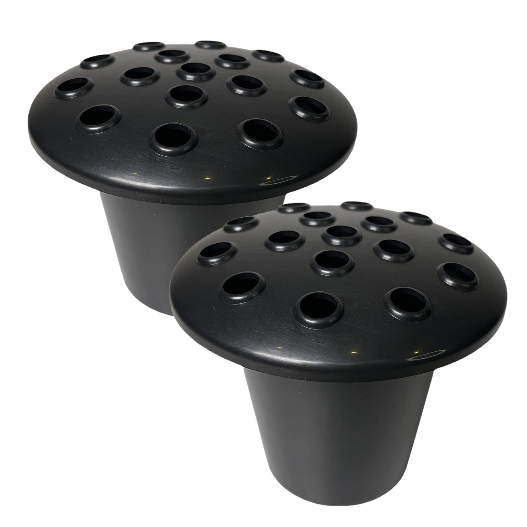 Memorial Grave Flower Pot - 12cm tall Sturdy Plastic Grave Inserts for Headstones - Perfect for Funeral Flowers, Grave Vase (2 x Black Lid 6518)