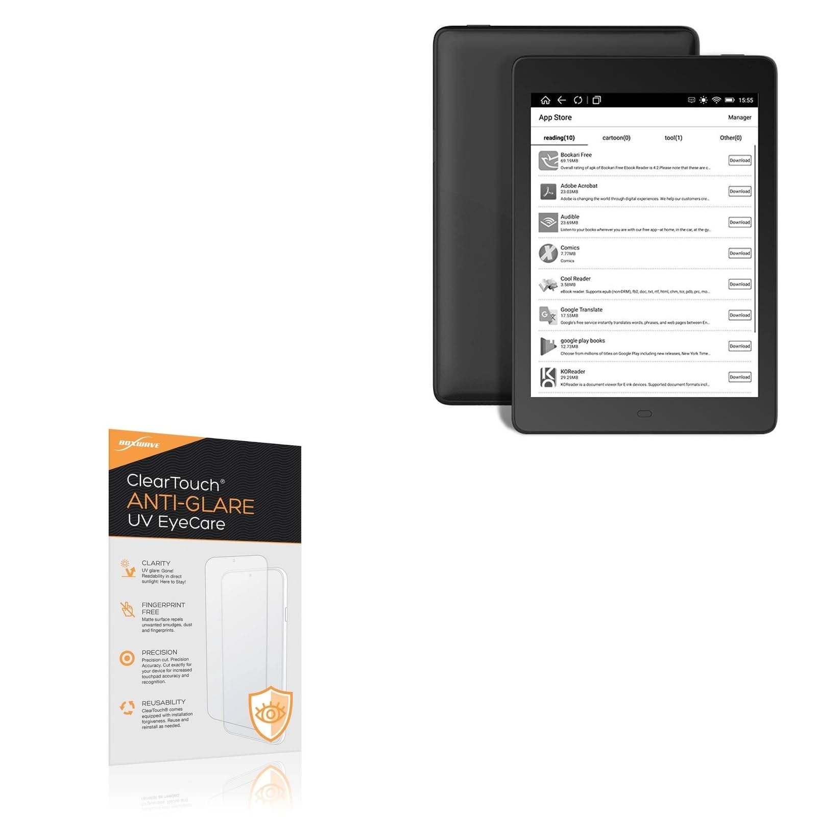 BoxWave Screen Protector Compatible With Boyue Likebook Ares Note - ClearTouch Anti-Glare Anti-UV EyeCare (2-Pack), Filters out Harmful Blue Light Reduce Fatigue