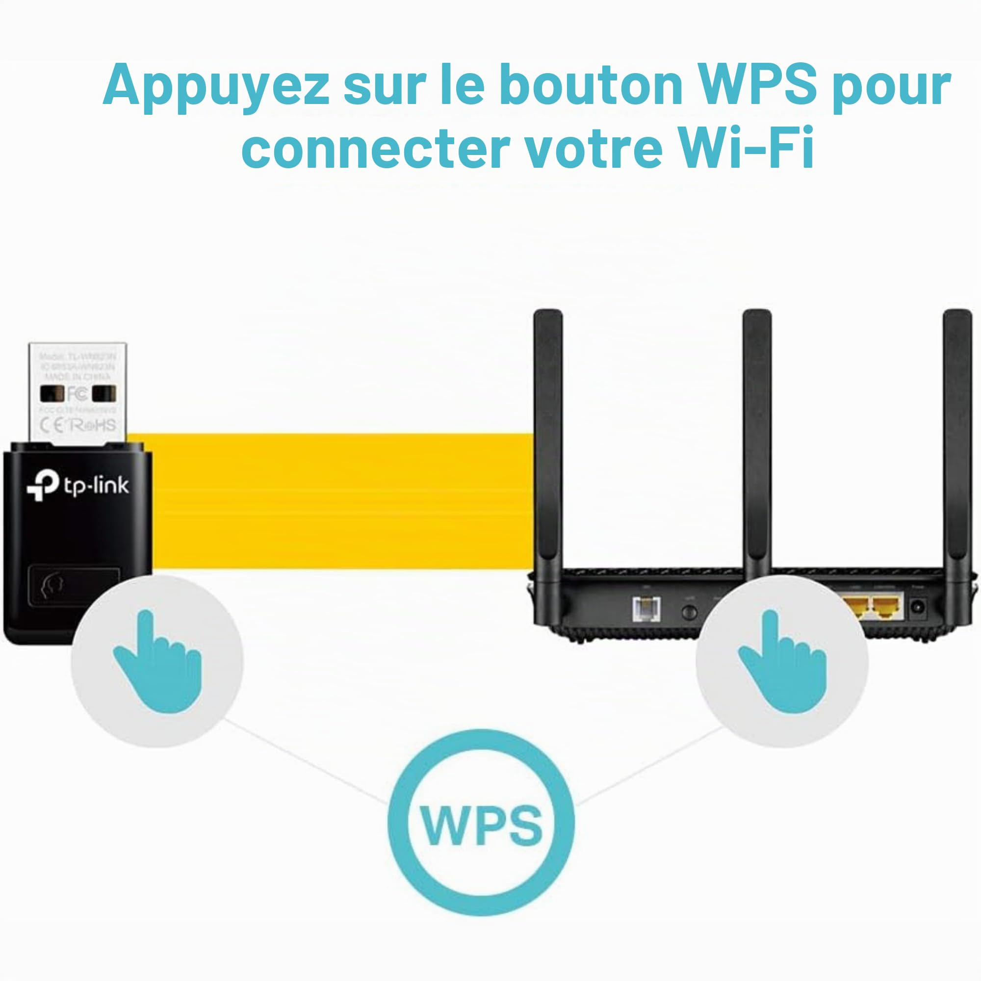 TP-Link TL-WN823N Mini Adaptateur USB WiFi N300 Mbps, Clé WiFi avec Bouton WPS, Compatible Windows 11/10/8.1/8/7/XP, Mac OS, Linux, Noir