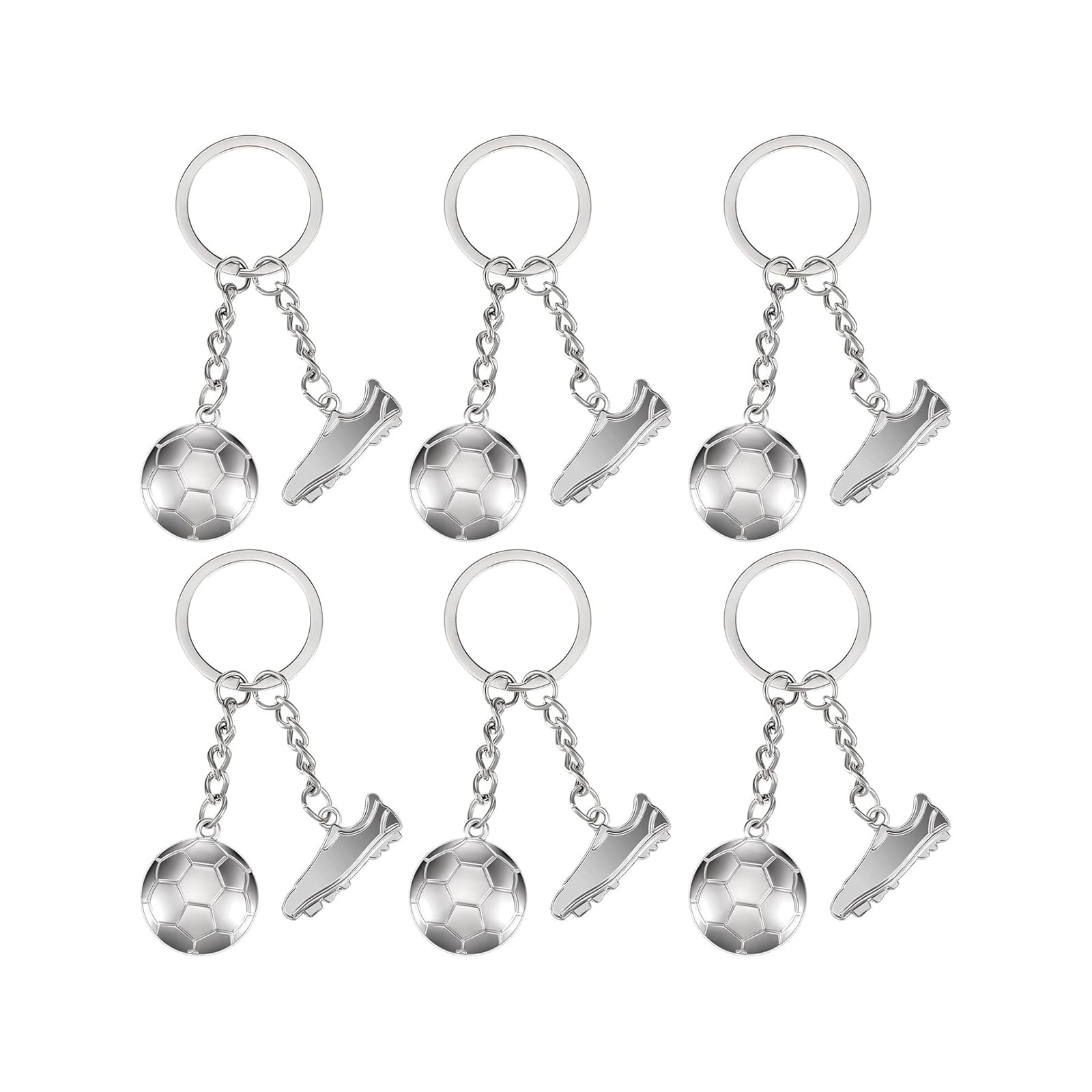Xjdzineq 6PCS Football Themed Keyring Metal Soccer Shoe Charm Keychain Sports Party Enthusiasts Sports Memorabilias Keychain