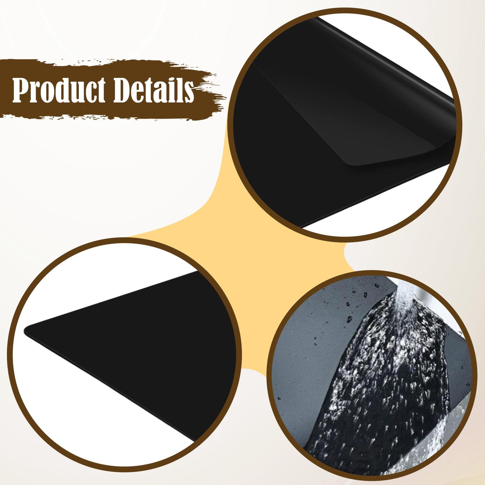 Tapete de Silicona para Hornear, Lámina de Silicona Portátil, Enrollable, Plegable, Resistente Al, Protector de Escritorio para Proyectos de Man, Negro 80 Cmx60 Cm, Individual