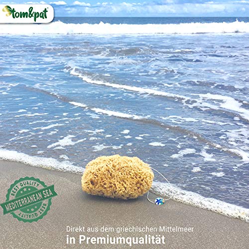 tom&pat® Natuurspons met koord en glazen hanger, ongebleekte bad spons uit de Middellandse Zee, natuurlijke douche spons… - Image 7