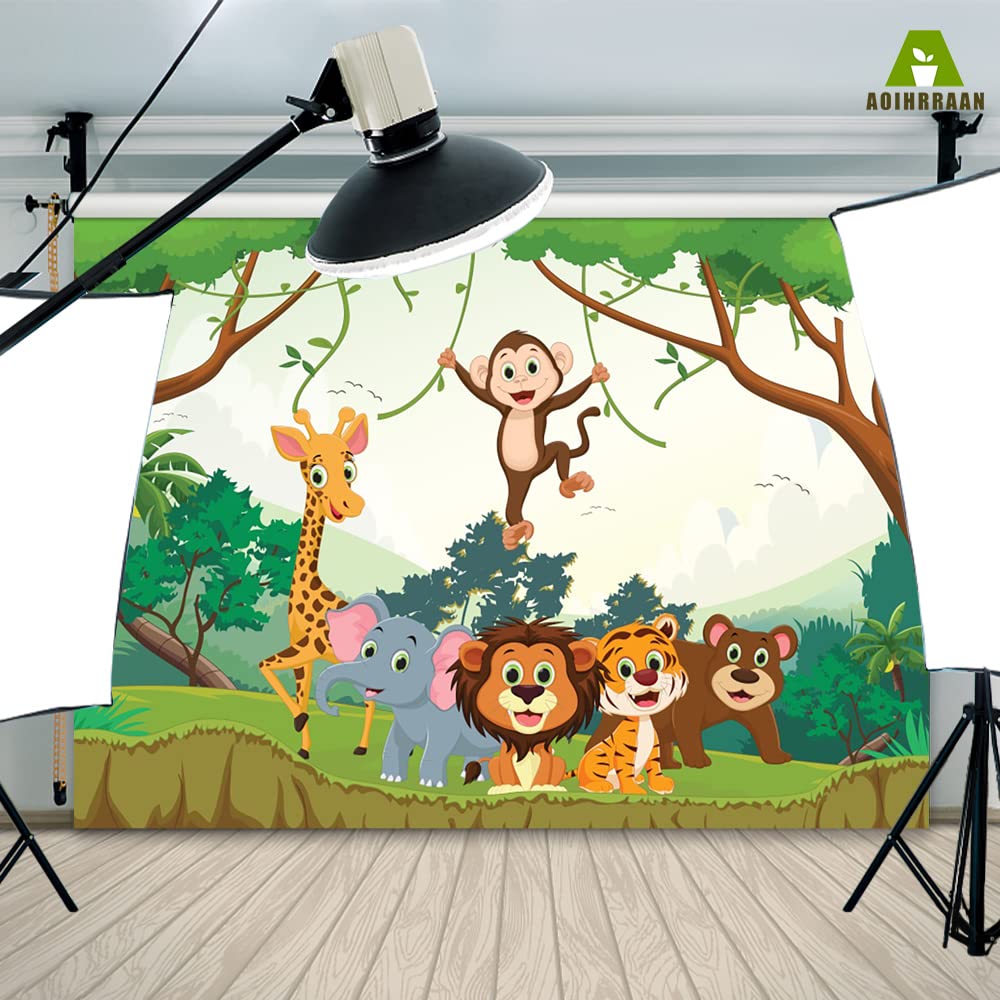 Aoihrraan 2,2x1,5m Enchanted Forest Backdrop Evergreen Tree Magic Jungle Spring Lawn Natural Scenery Sunshine Wonderland Photography Background Baby Shower Party Kids Adult Portrait Photo Studio Props - View #2