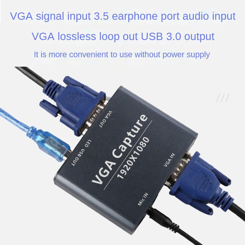 Capturadora VGA vers USB 1080P, Audio et Vidéo, avec Entrée VGA et Sortie USB, Compatible avec Les Systèmes Android, Linux,