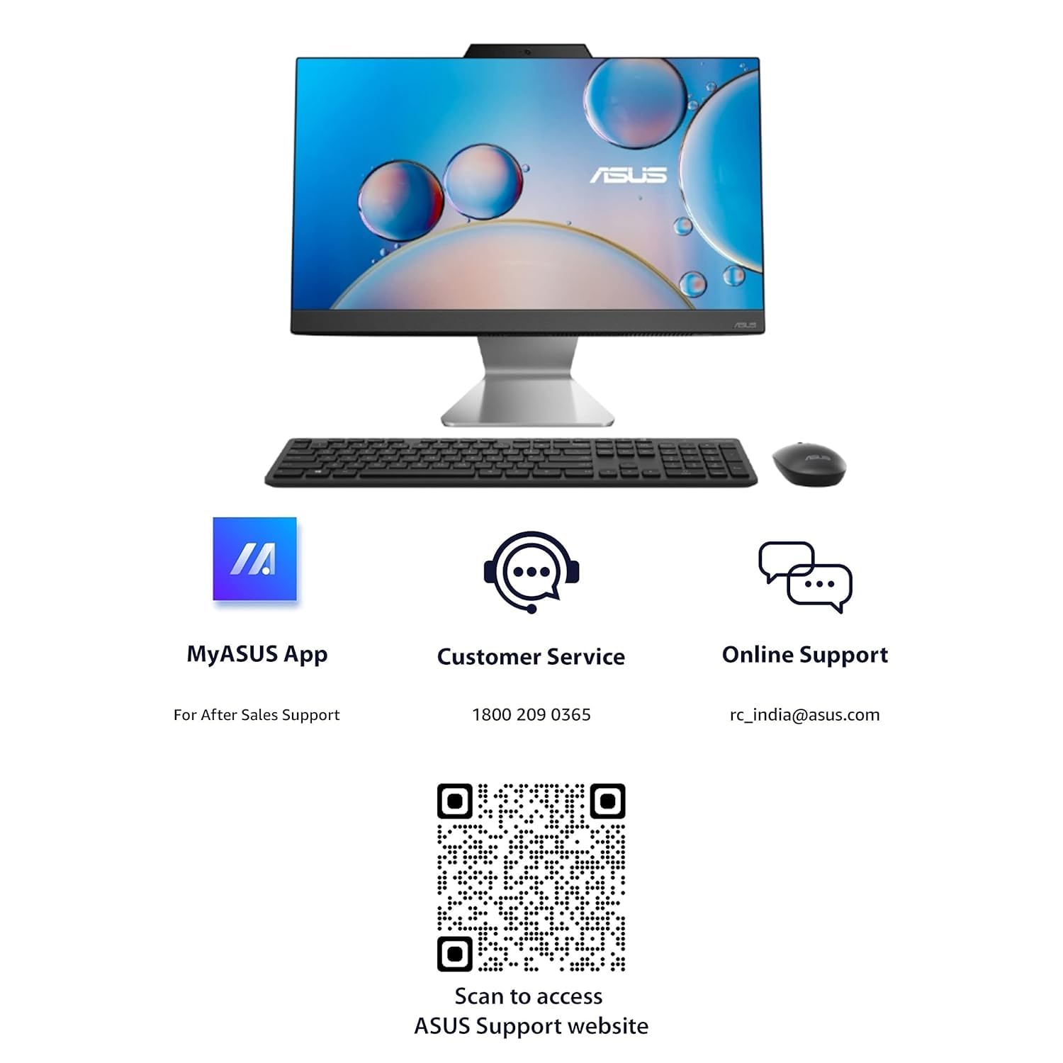 ASUS AIO A3202,21.45" FHD,Intel 7305, All-in-One PC for Students(8GB/512GB/Windows 11/MS Office 365 Basic (1Year)*/Office 2024/Black/4.84 Kg), with Wireless Keyboard & Wireless Mouse,A3202WBA-BPB006WS 32 61RD47XkMLL. SL1500