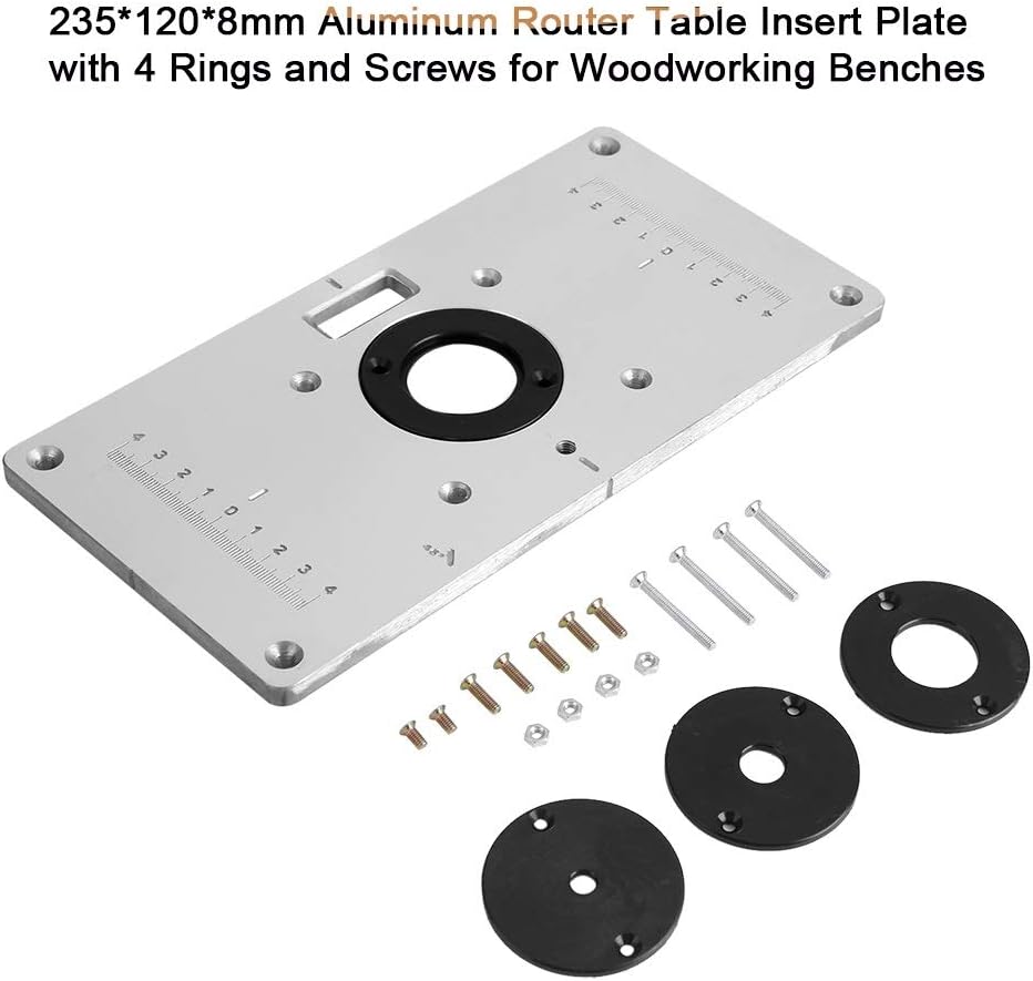 Router Table Insert Plate - 2351208mm Aluminum Router Table Insert Plate with 4 Rings Screws for Woodworking Benches : Patio, Lawn & Garden