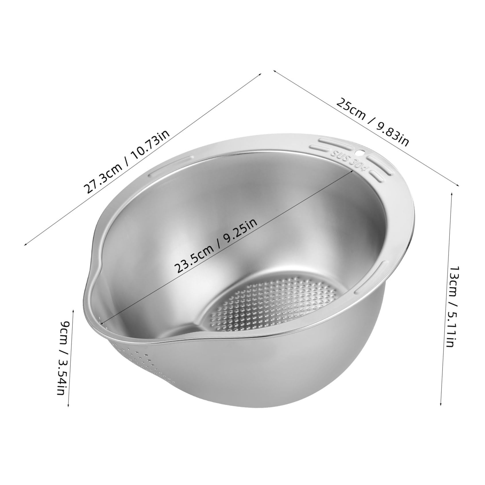 TOYANDONA Colador de Arroz de Acero Inoxidable con Base Antideslizante y Malla Fina Cuenco Multifuncional para Lavar y Escurrir Cocina Diseño Compacto y Estable