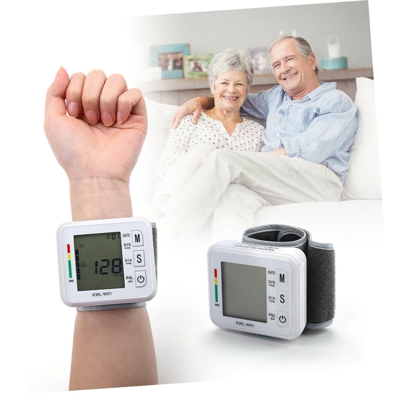 Misuratore Pressione Polso Digitale Portatile Monitor Durevole per Uso Domestico Compressione Automatica Intelligente Design Compatto e Spegnimento Automatico per Anziani e