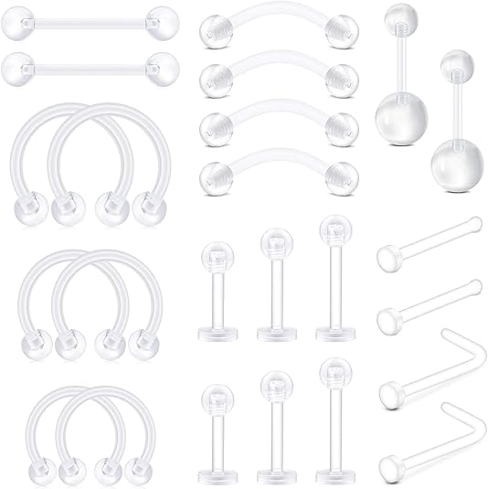 66 Stück Acryl Piercing Retainer Set - Unsichtbarer Schmuck-Ersatz