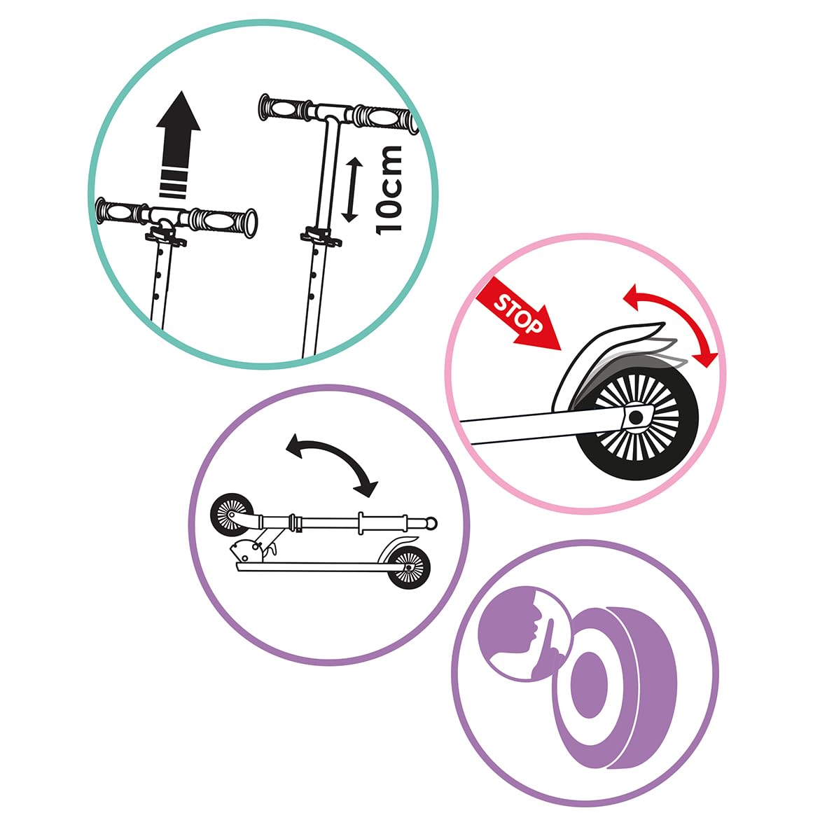 Smoby - Gabby 750377 Rolschaatsen met 2 wielen, opvouwbaar, kinderstep, stille wielen