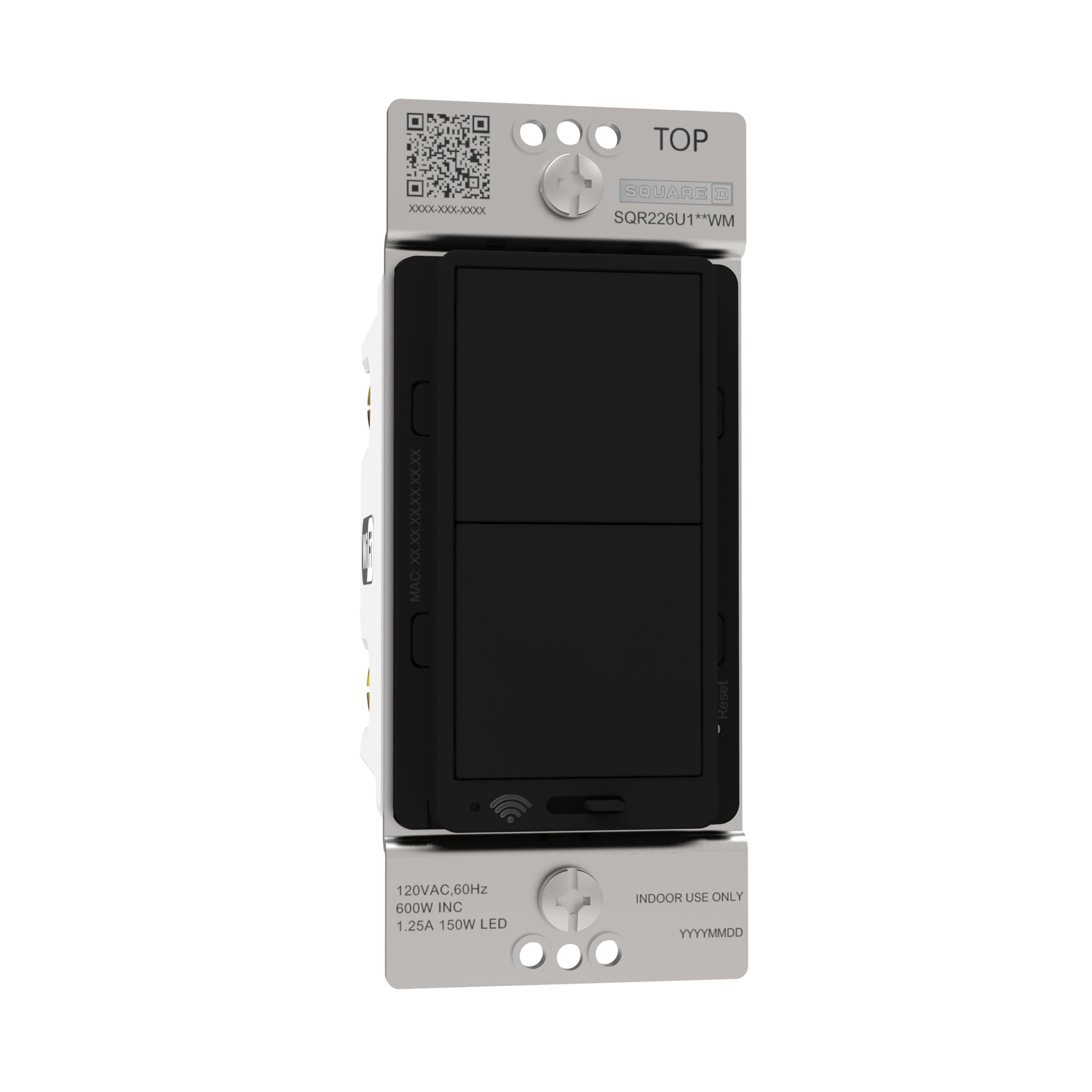 Square D X Series 15 Amp WiFi Energy Monitoring Dimmer Light Switch, Single-Pole/3-way, 600 Watt, Rocker, Matter Certified, Compatible with Alexa and Google Assistant, Black