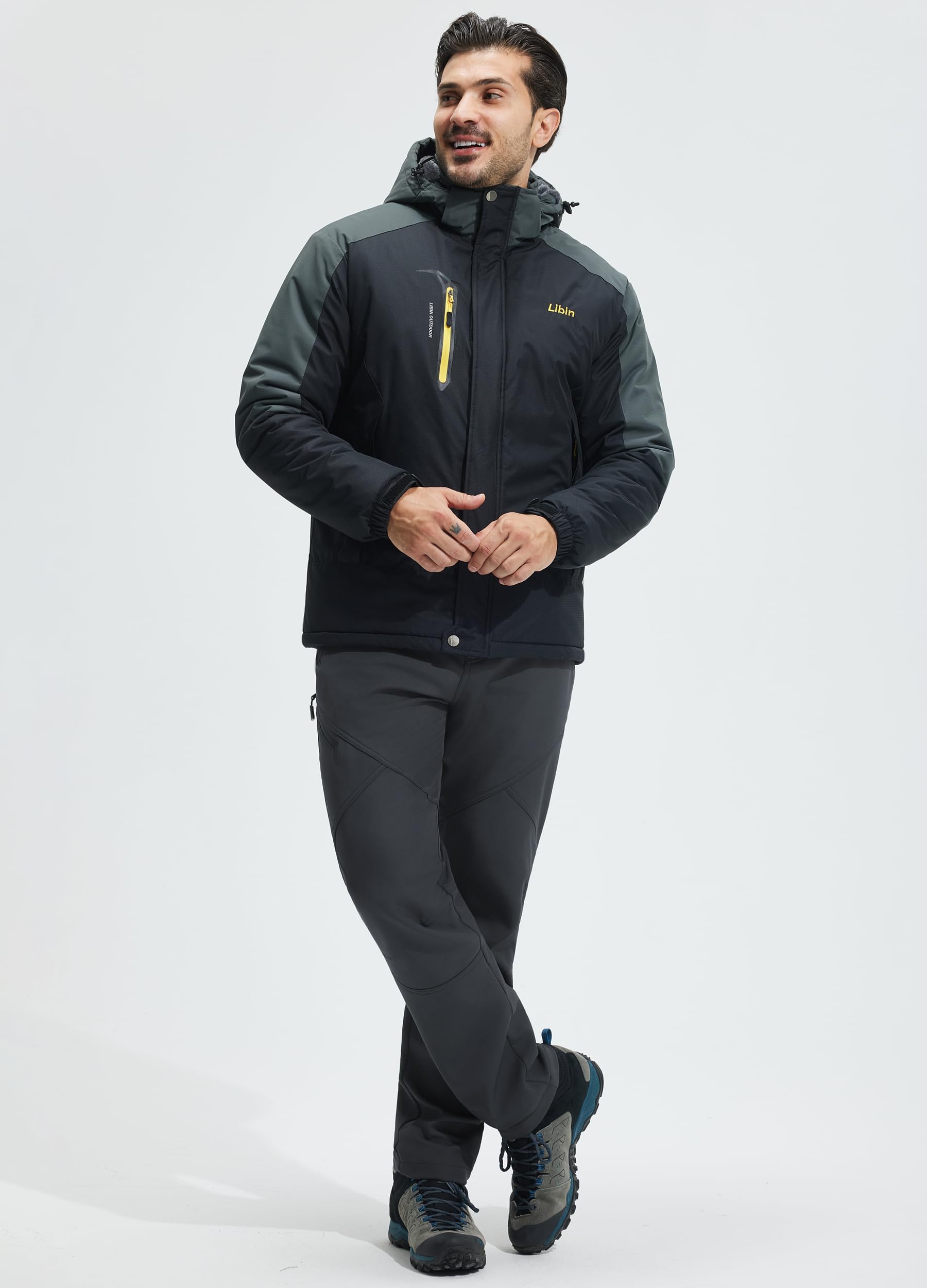 Libin Thermohose Herren Winter Softshellhose Wasserdicht Winddicht Gefüttert Skihose Wanderhose Winterhose Outdoorhose Schneehose Regenhose Trekkinghose
