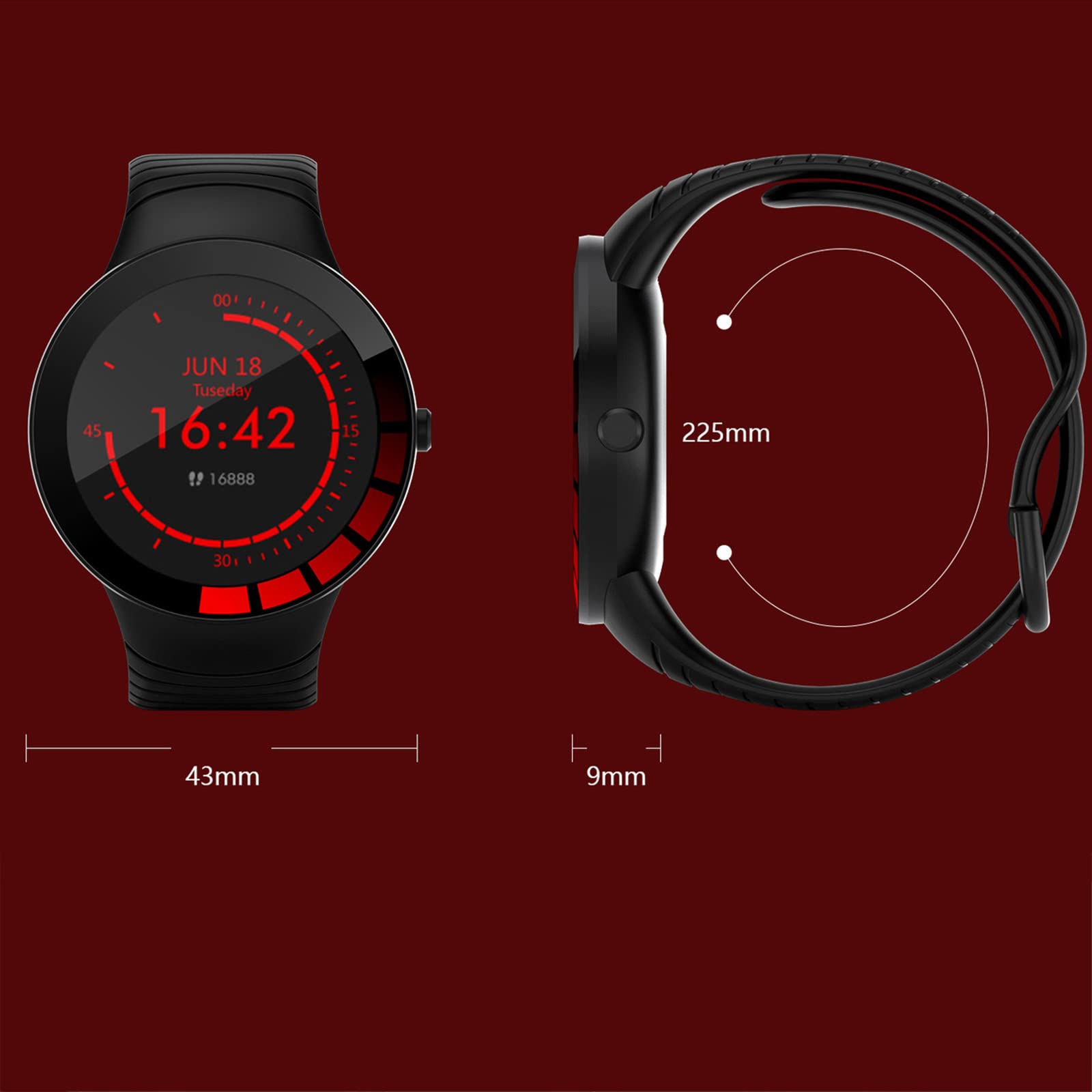 Inteligentny zegarek, smartwatch z ekranem dotykowym 3.3 cm, monitor aktywności z pulsometrem, wodoodporny IP68, monitor fitness, zegarek, krokomierz, stoper, smartwatch dla mężczyzn i kobiet,