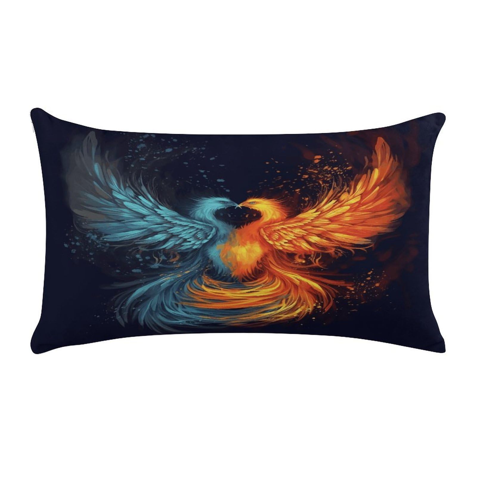 VstaDank Fire and Water Phoenix Pillow Cover Pillowcase for All Seasons Short Plush Body Pillow Case Soft Cozy Fuzzy Lumbar Long Pillow Cover for Bed Sofa Bench 20 X 12 Inches