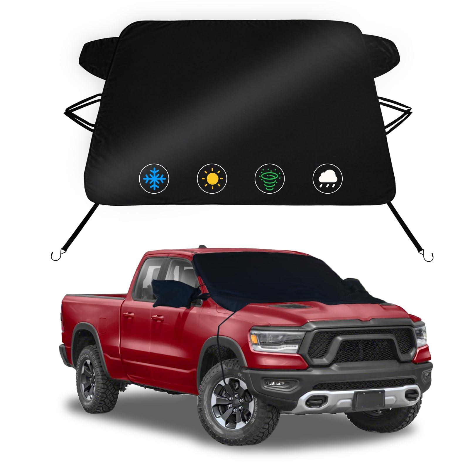 Windshield Cover for Ice and Snow for Dodge RAM 2500 3500 2010-2026, Double-Layer Oxford Fabric Windshield Cover, Winter Windshield Snow Removal Protector Car Shield Outdoor Accessories (78"x47")