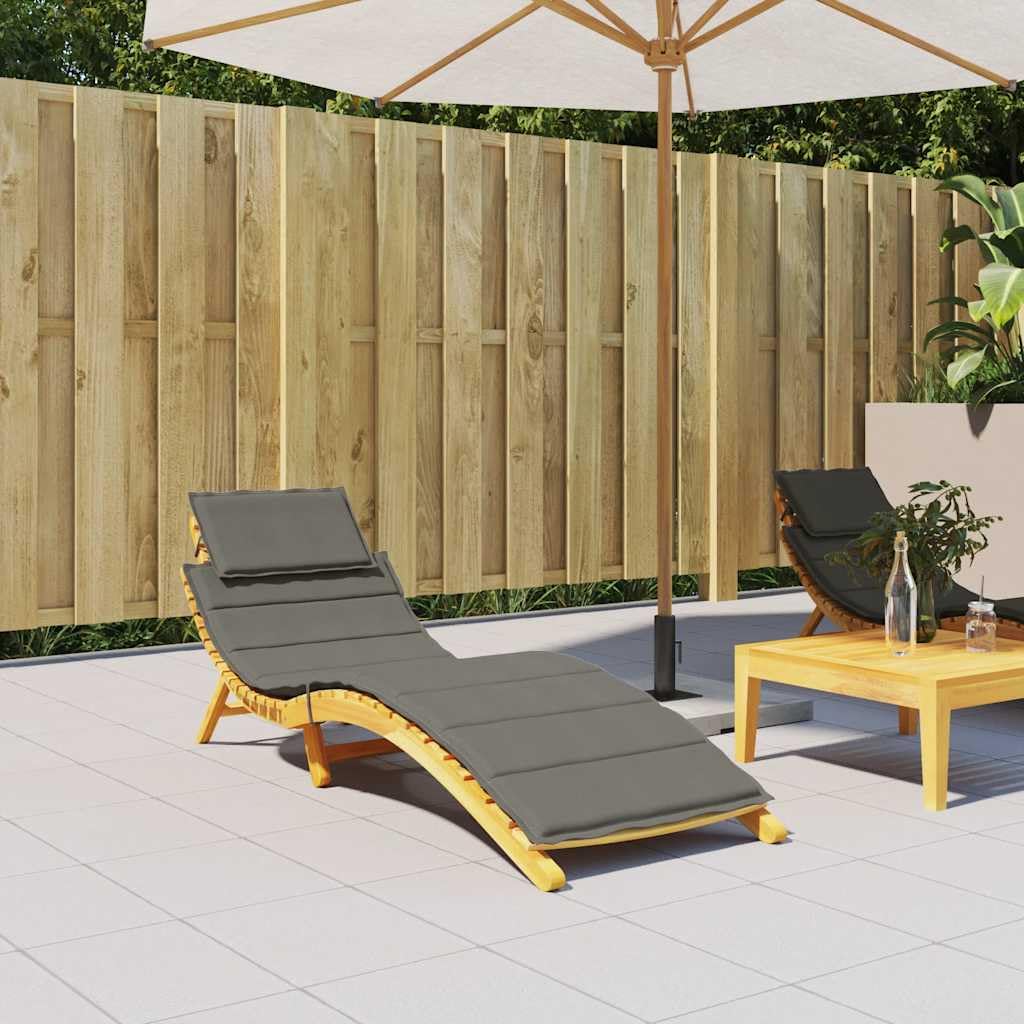 Cuscino per Lettino Prendisole Grigio Scuro 186x58x4 cm | Imbottitura morbida per sdraio da giardino, patio e soggiorno con laccetti antiscivolo e poggiatesta sagomato.