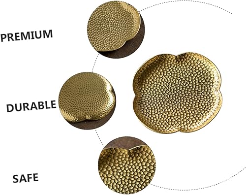 Miniatura 4 de BESTonZON Posavasos de cobre para té, plato de postre, juego de té vintage, accesorios de escritorio retro, posavasos de té chino, posavasos de