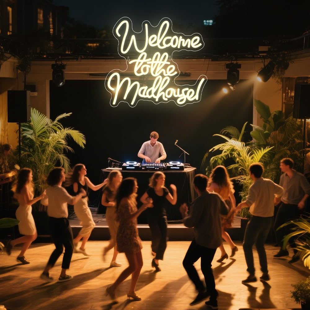 Welcome to the Madhouse LED lights,Letters Neon Sign for Wall Art Decor,Music Backdrop for Pub Home Bar Bedroom Club Party Man Cave,Welcome Dimmable Gift for Teen Men Women USB Powered(14.2"*12.4") - Image 4