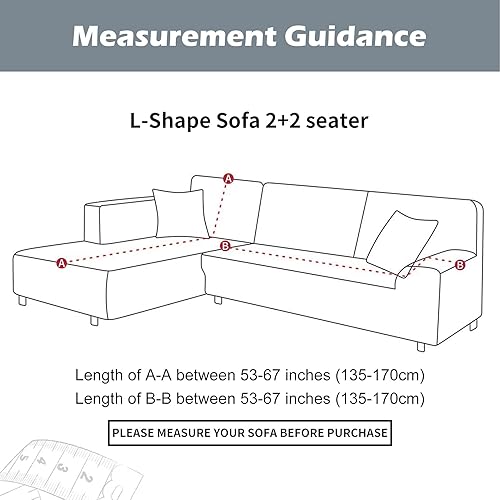 Vista 77 de HOTNIU Funda de sofá seccional de 2 piezas, funda elástica suave para sofá en forma de L, funda de sofá modular moderna con estampado para sala