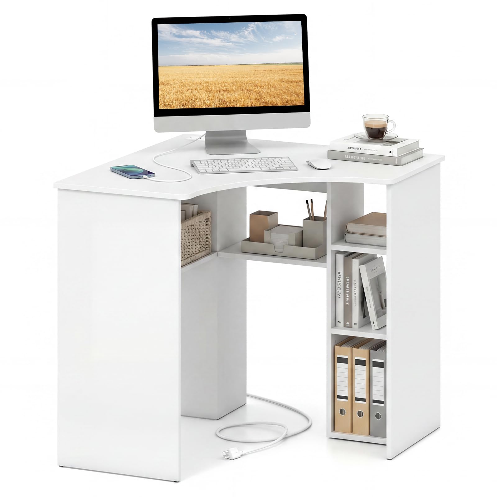 Amazon.com: Tangkula Compact Corner Desk, Space Saving Study Table