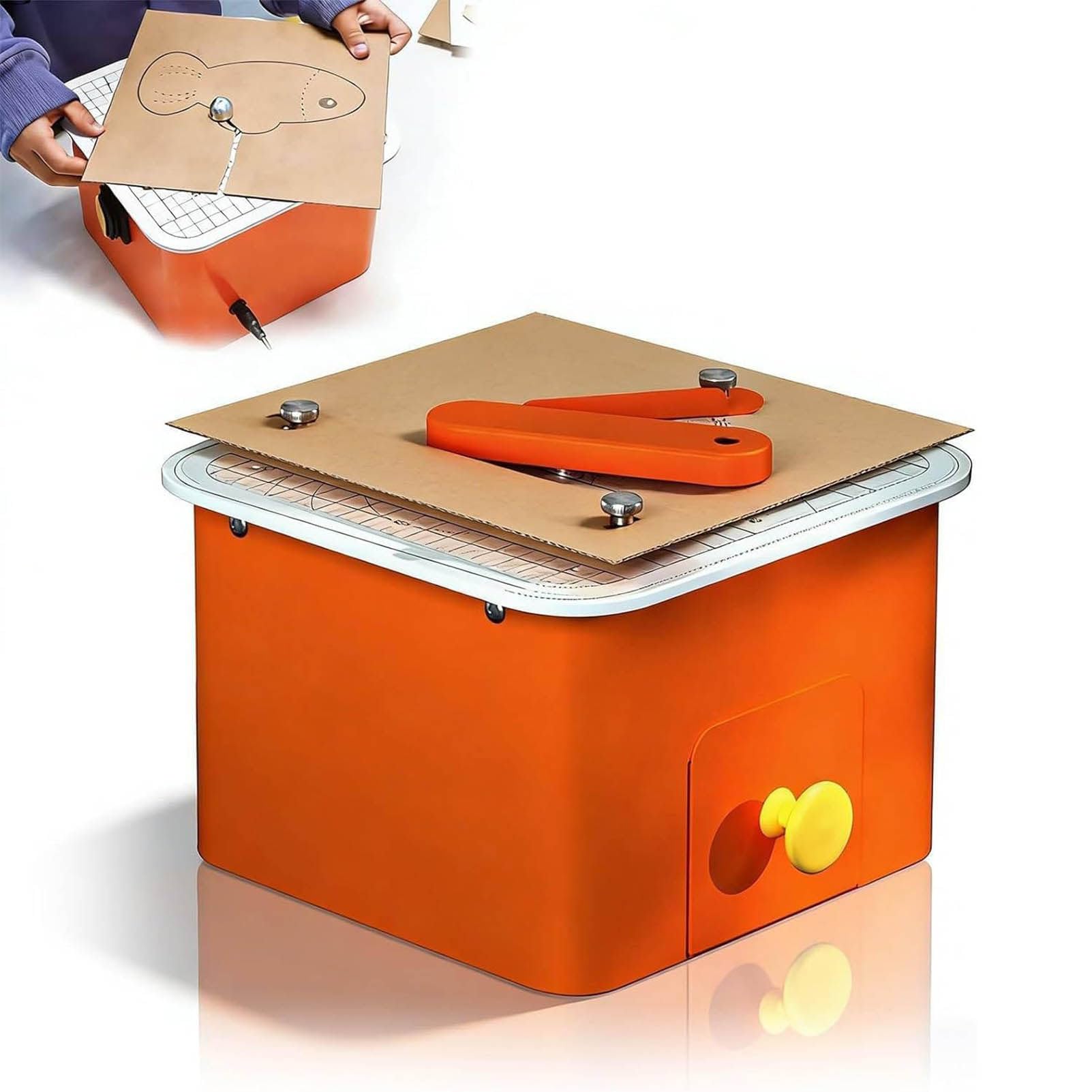 LJLYYDS Cardboard Cutter for Kids,with Scrap Drawer, 45W Bladeless Chomp Saw, Cutting Thickness 0-4mm, for School Art Projects, Creative Crafting