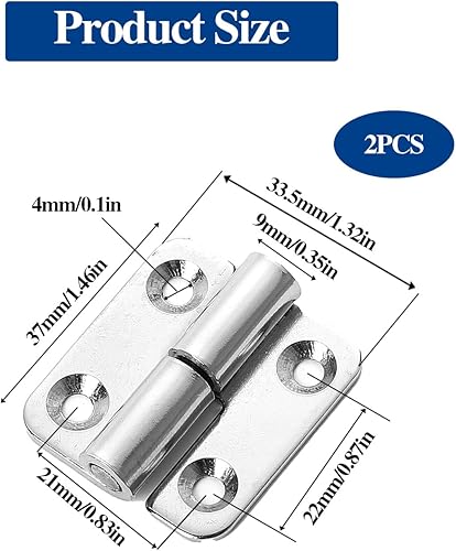 Miniatura 3 de 2 bisagras de elevación de 2.5 pulgadas, bisagras de bandera para zurdos y diestros, bisagras desmontables de acero inoxidable, bisagras de