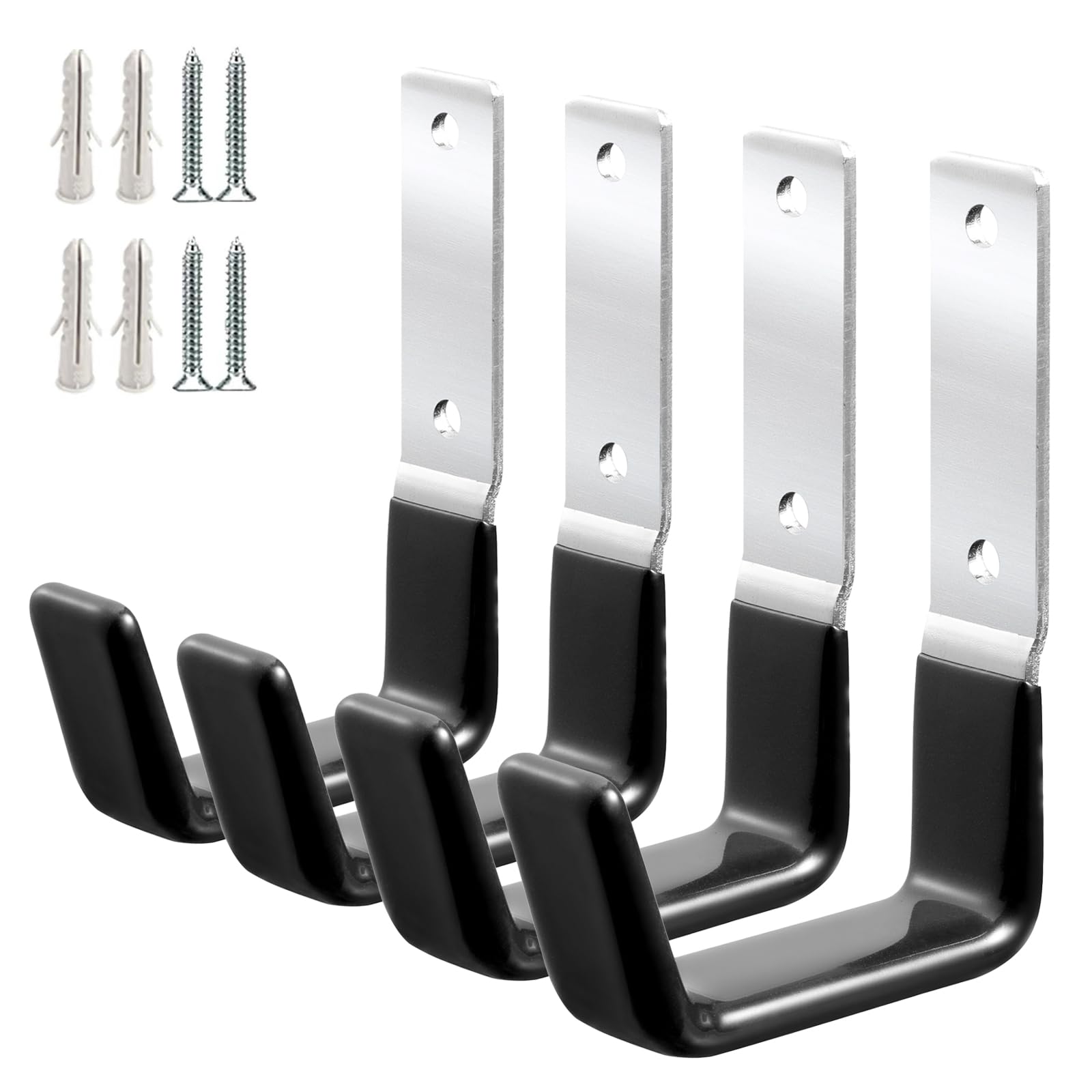 GeeWatom Heavy Duty Steel Garage Hooks,Garage Storage Utility Hooks,Anti-Slip Hanger, Tool Organizer,Steel Wall Mount Organizer, Garden Hose Hanger (