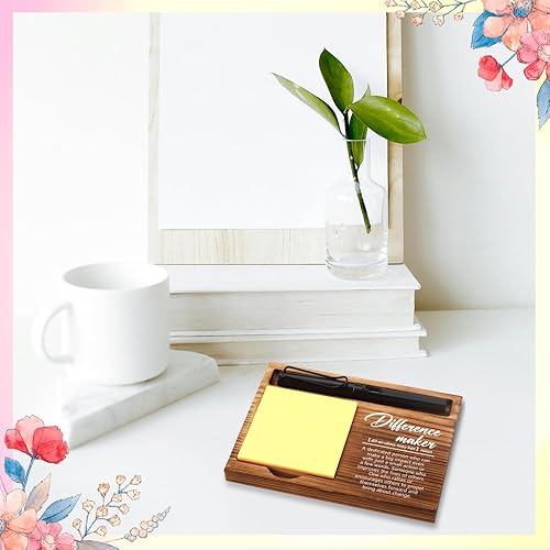 Miniatura 4 de FOUGSTA XXN6 - Regalo de agradecimiento para mujer, decoración inspiradora de oficina con bloc de notas de madera, soporte para bolígrafo y citas,