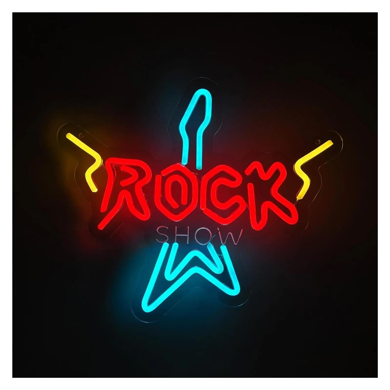 Shouxi One Color Sign Lamp Rock Guitar Neon Lights For Beer Bar Live Music Studio Bedroom Club Party Decor 32X33cm