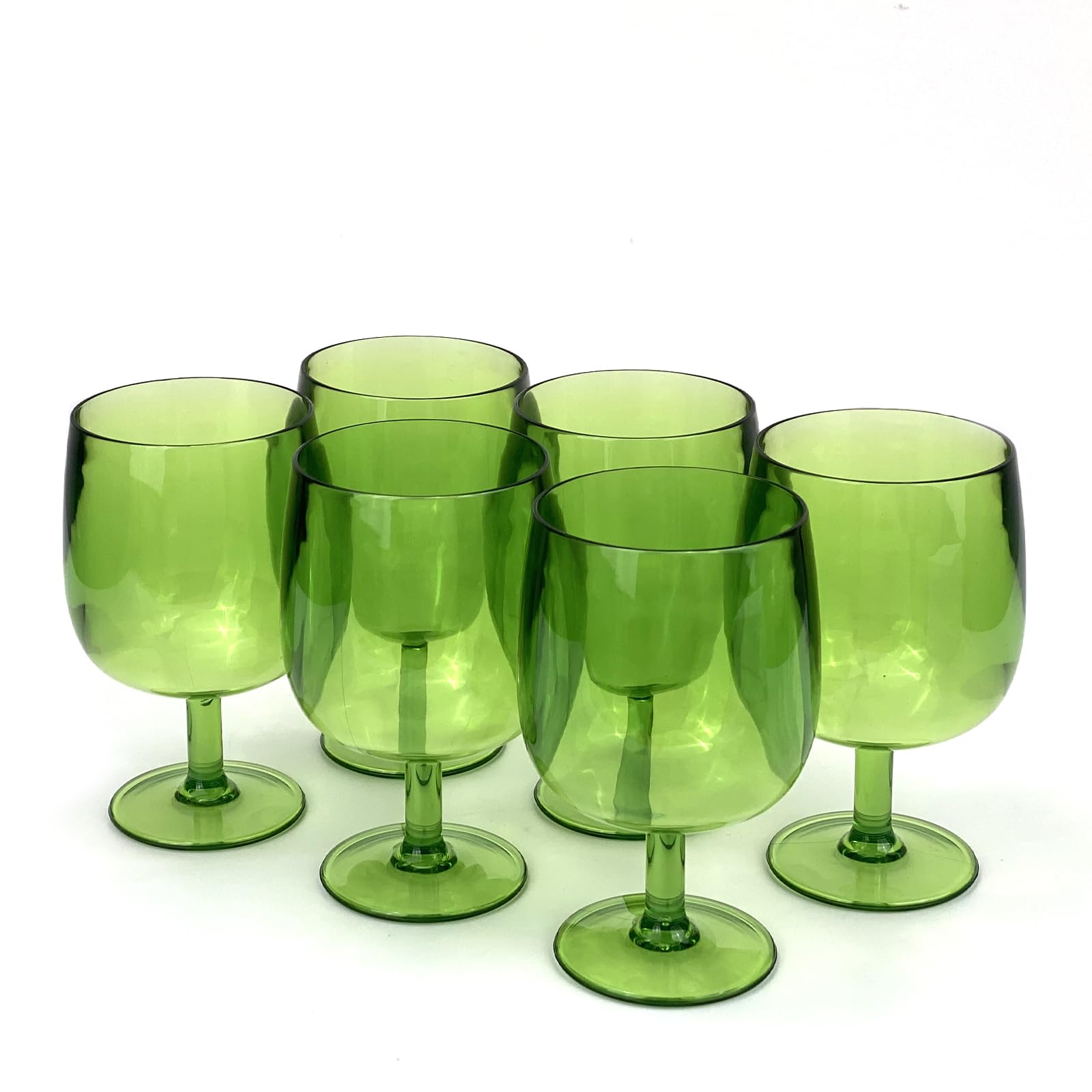 Yalin Set of 6 Unbreakable 12 oz Acrylic Plastic Wine and Water Tumbler Stackable Goblets. (Green, 12 oz)