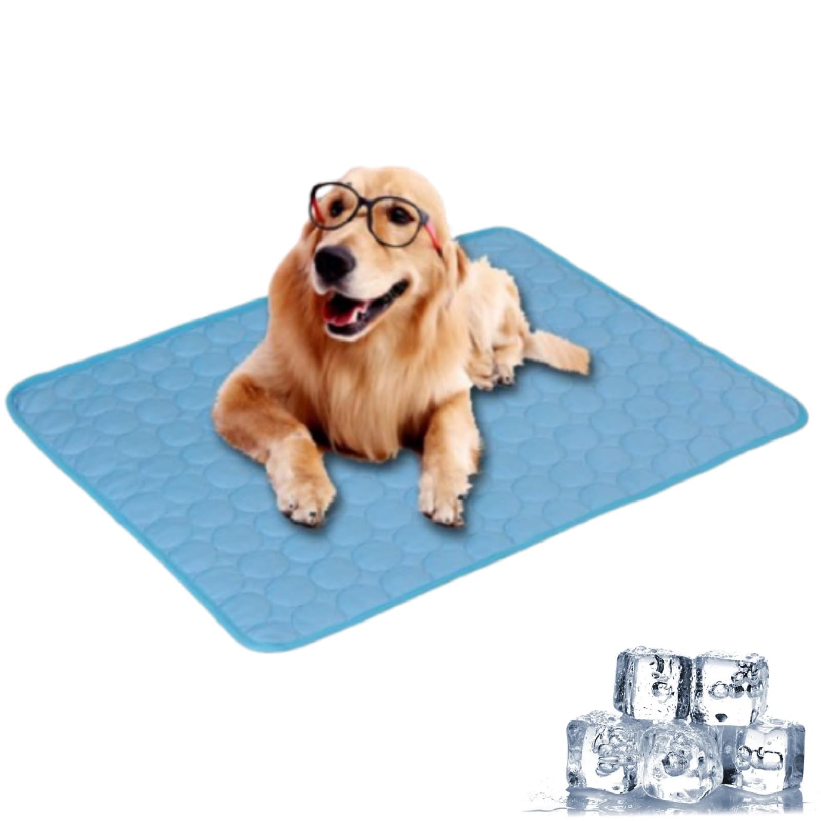 Cyrank Dog Cooling Mat, Cooling Pad for Dogs Pet Pad Dog Pads Extra Large Ice Silk Breathable Summer for Cat (XL/100 * 70cm-blue)