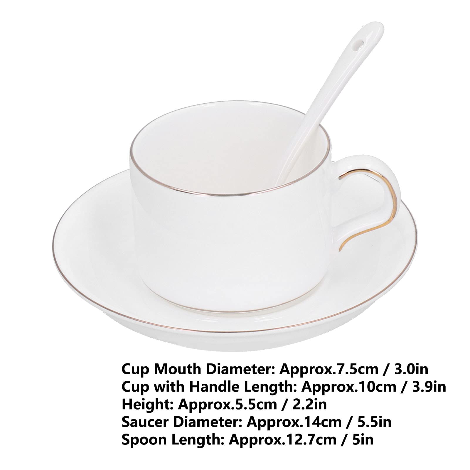 Juego De 4 Tazas De Café, Juego De Tazas De Té Y Platillos, Taza De Cuchara De Porcelana De Hueso Alto Y Juego De Platillos, Taza De Café Con Platillo, Cuchara, Taza De Té, Regalo Para La Cocina Del H