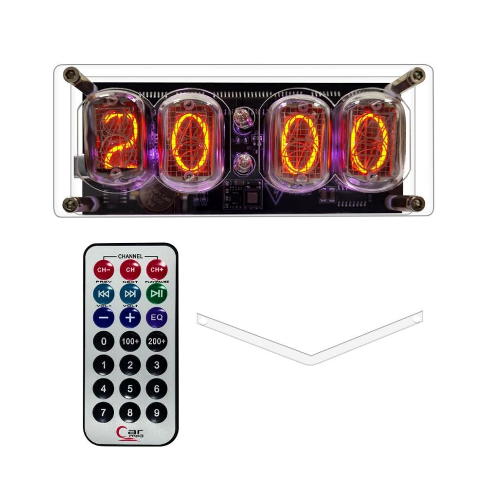 IN-12 Nixie Reloj de tubo de 4 dígitos LED retro digital con alimentación USB, para dormitorio, sala de estar, guardería, decoración, estilo B con tubo