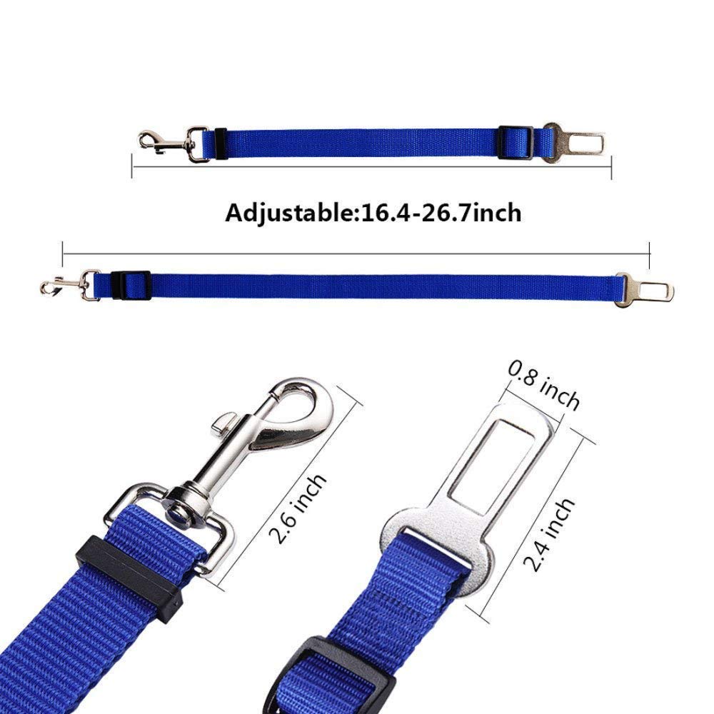 ZHome 3 Pack Dog Seatbelt Adjustable Pet Car Safety Seat Belt Nylon Dogs Leads Vehicle Seatbelts - Black,Blue, Red