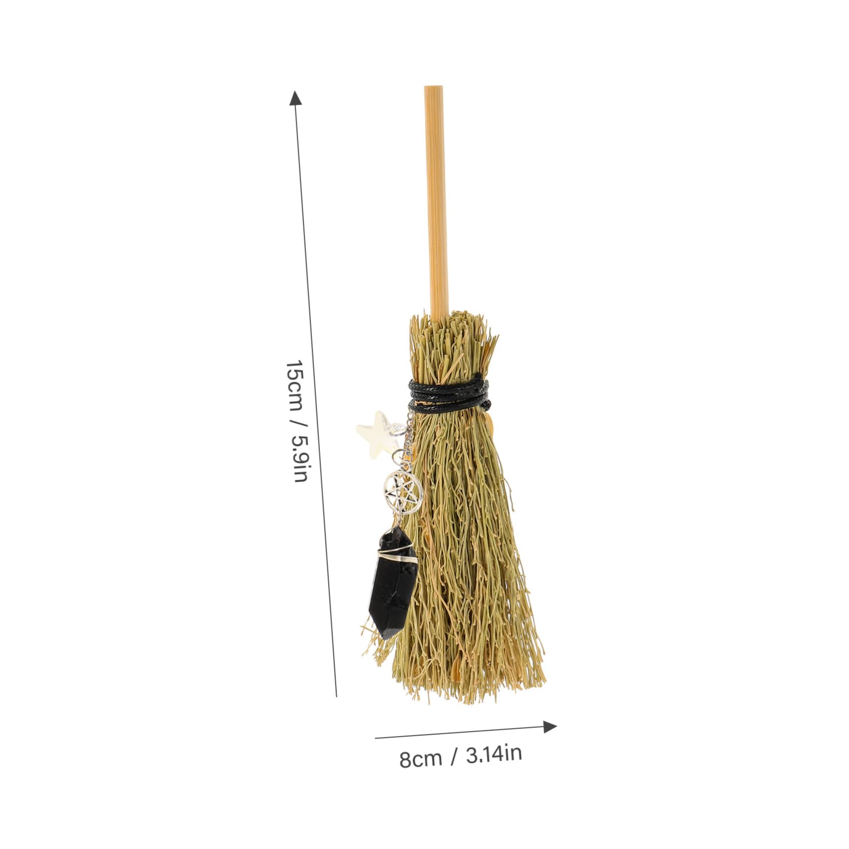 ABOOFAN 1pc Broom Pendant Mini Broom Ornament Halloween Party Decor Branch Broom Adornment Broom Branch Pendant Broom Craft Pendant Decorative Halloween Broom Party Layout Ornament, 16x8cm, Khaki