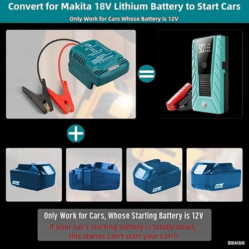 Miniatura 3 de Adaptador de arranque para Makita 18V Li-ion alimentado con abrazaderas de cable de puente Cargador de batería portátil de coche Arrancador de salto