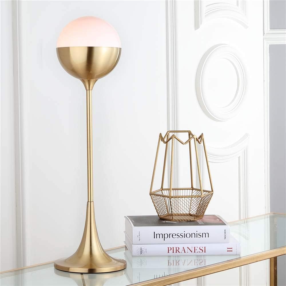 SAFAVIEH Lighting Collection Lando Modern Brass Gold Orb 27-inch Bedroom Living Room Home Office Desk Nightstand Table Lamp (LED Bulb Included)