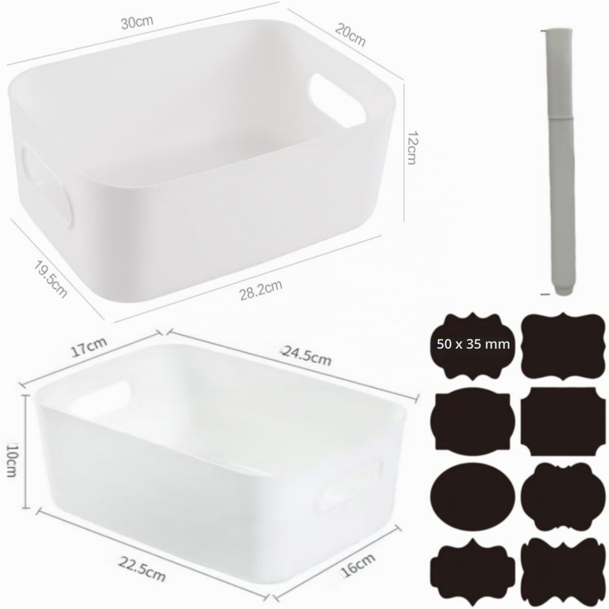 Scatola di archiviazione in plastica cestino di archiviazione cestino cucina di scatole di plastica per bagno armadio (Bianco, 8piece30cm+2piece25cm)