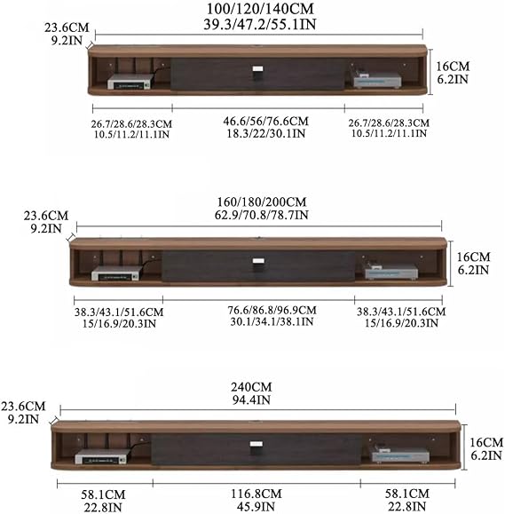 Floating TV Stand, Wall Mounted Entertainment Center TV Shelf, Cabinet Shelves Mesa flotante para tv, Media Wall Entertainment Center for Under TV, Floating TV Console(White,100CM/39.3IN)