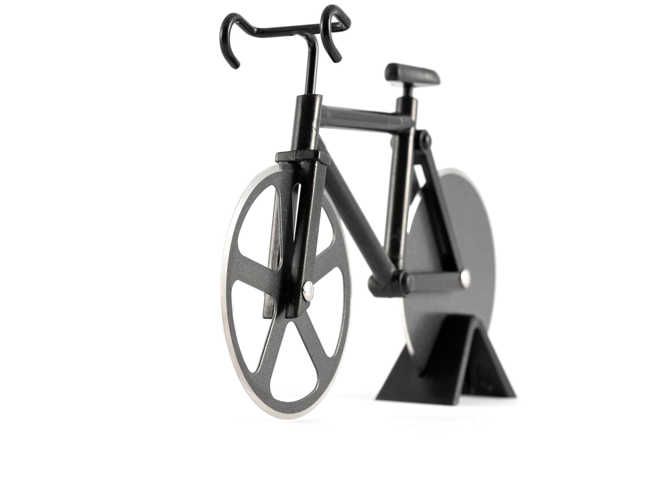 Fahrrad Pizzaschneider | Scharfer Edelstahl Doppelschneider Antihaft | Lustiges Geschenk für Fahrrad-Fans