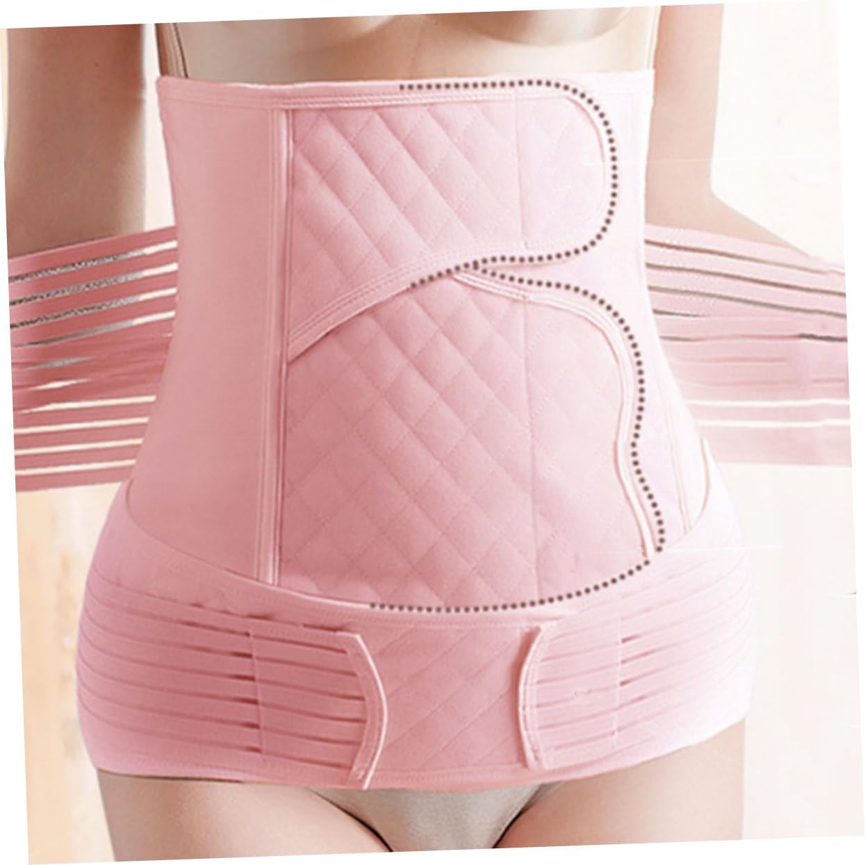 2pcs Girdle Seamless Corset Elastic Pelvic Belt Washable Belly Band Pink