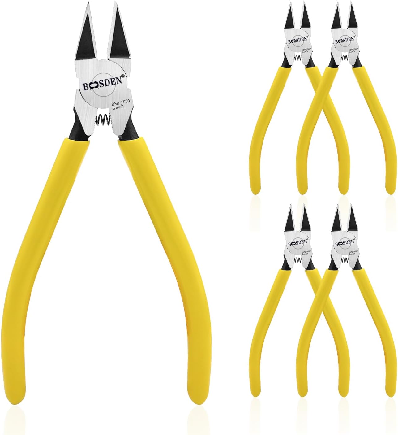 BOOSDEN 5 PACK 6'' Wire Cutters, Diagonal Cutting Pliers, Dikes Side