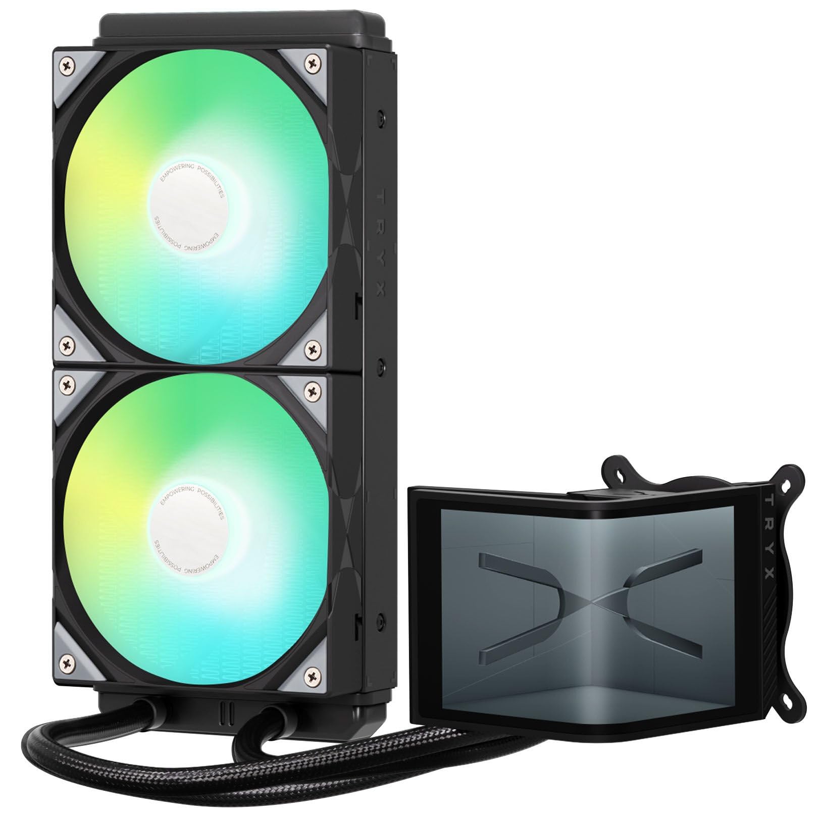 TRYX Panorama SE ARGB 240 Schwarz | 240mm AIO mit 6,5" AMOLED Display für anamorphe 3D-Effekte, mit RGB-Lüftern - für LGA 1851/1700/1200/115X & AM5/AM4