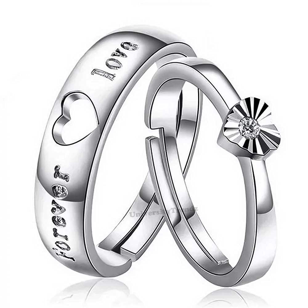University Trendz Unisex Adult Forever Love Engraved Silver Plated Adjustable Couple Rings for Lovers (Pack of 2) (B09HKVMBHH) Amazon Price History, Amazon Price Tracker