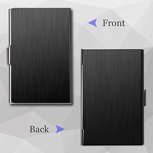 Miniatura 8 de Tarjetero de metal delgado negro + funda de oro rosa, funda delgada para tarjetas de visita para hombres y mujeres, funda de tarjeta de metal de